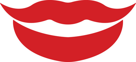 Obraz premium Mouth lips icon in flat woman girl lips shape design kissing Beauty concept. Trendy style isolated on transparent background