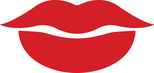 Mouth lips icon in flat woman girl lips shape design kissing Beauty concept. Trendy style isolated on transparent background