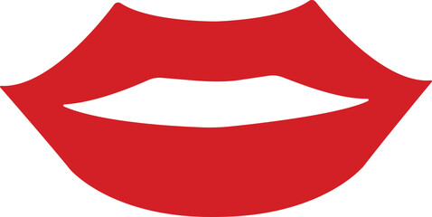 Mouth lips icon in flat woman girl lips shape design kissing Beauty concept. Trendy style isolated on transparent background