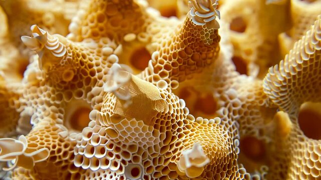 Extreme close-up of sea sponge spicules, capturing marine biomechanics and ecological diversity