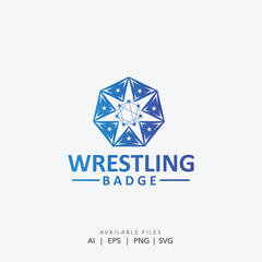 Fototapeta premium Blue Geometric Star Badge with Octagon Shape logo, Geometric Blue Star Logo