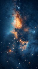 Naklejka premium Exploring Galaxy Nebula and Starfield with Light Trails in Deep Space