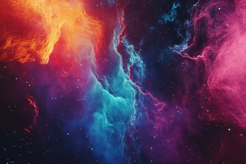 Colorful nebula discovered in deep space showcases vibrant hues of blue, orange, and purple amidst the stars, colorful nebula in deep space, universe