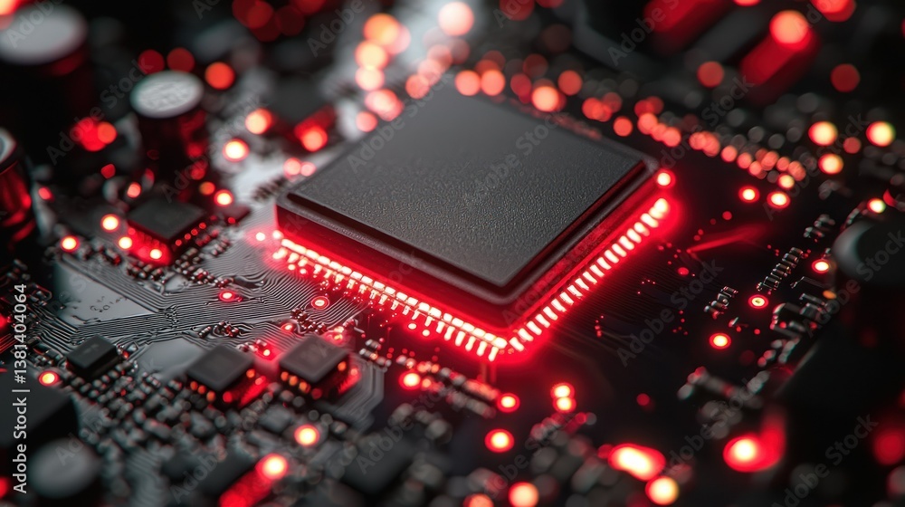Poster illuminated microchip: a close-up of advanced technology