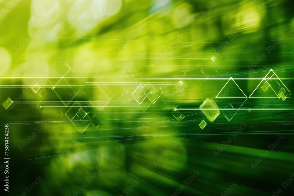 Fototapete diagrams illustrate dynamic movement on a vibrant green background in an abstract representation, di