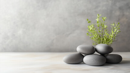 Zen stones on calm blurried background for background or design.