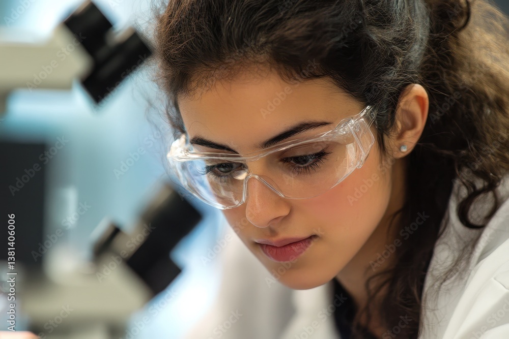 Poster scientist conducting tests on samples in a laboratory setting with focus and precision, scientist te