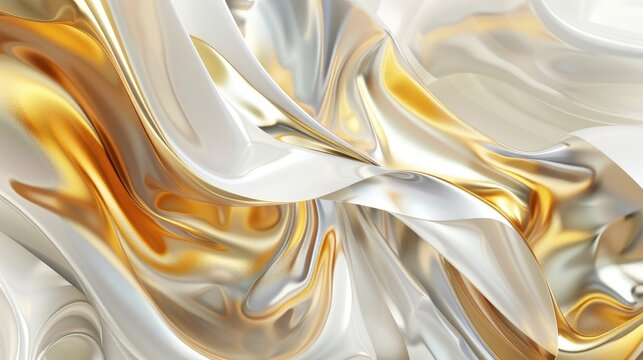 3d abstract ninots fallas background, gold and silver colors, white background 