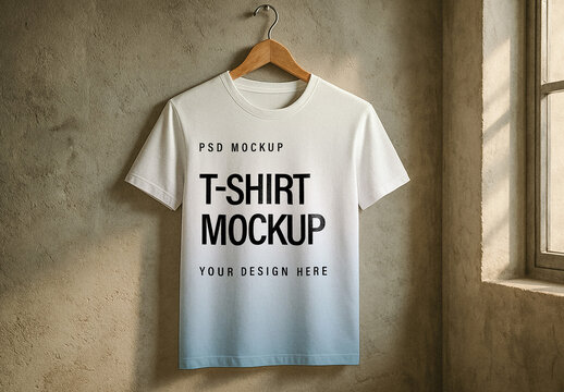 T-Shirt Against Concrete Wall Mockup