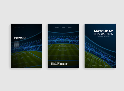 football soccer stadium poster, cover, template screen for business or social media