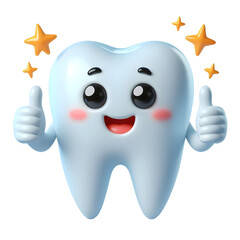 3d cute tooth mascot cartoon character illustration