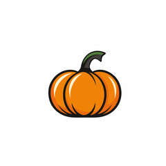 Orange pumpkin vector illustration. Autumn halloween pumpkin, vegetable graphic icon or print, isolated