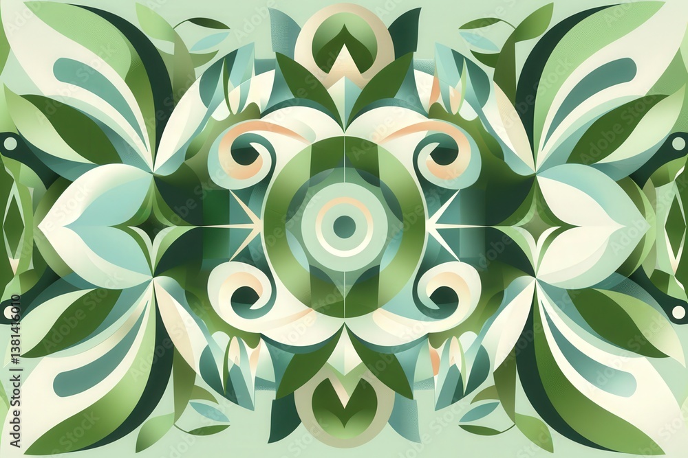 Aufkleber modern spring border with abstract floral shapes in soft green gradient design for print or poster