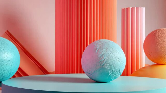 Harmonious abstract composition with balanced shapes, complementary colors, and a soothing aesthetic