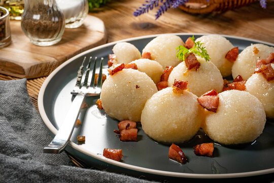 Meat stuffed potato dumplings.