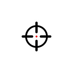 Fototapeta premium Target icon. Crosshair vector symbol. Red center focus. Black circular design.
