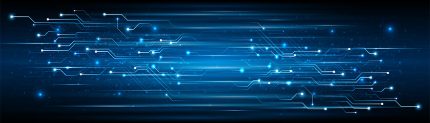 Blue glowing lines with glitter light effect on dark background. High speed internet technology concept or fast wireless data transmission. modern internet network connection technology background	