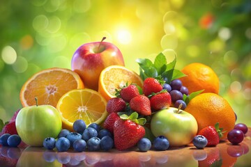 Double Exposure Fruit Photography: Juicy Oranges, Strawberries, Apples, Grapes & Blueberries