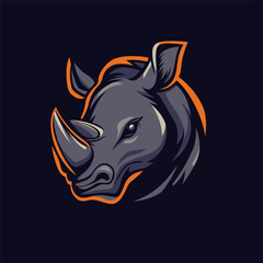 A rhino or rhinoceros mean angry animal sports mascot cartoon head