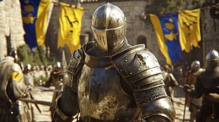 In the midst of a medieval setting, a tournament unfolded with knights participating in jousting competitions as the crowd cheered