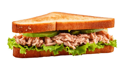 Delicious Tuna Fish Sandwich with Avocado Isolated on a Transparent Background
