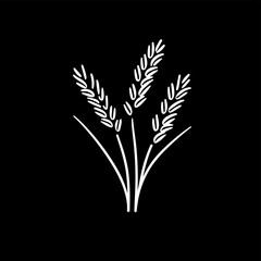 Organic paddy rice. premium product banner logo. Organic 100%. Rice stalk sign for farm market. Vector illustration