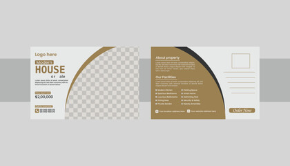 Modern real stats postcard design,  House For Sale design