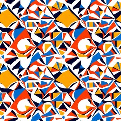A pattern of colorful triangles on a white background.