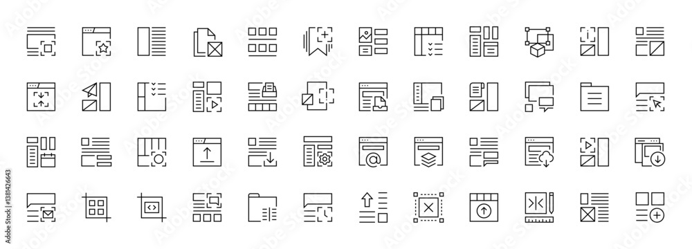Poster interface, ui/ux icons collection. user interface, essential, interface components and more. editabl