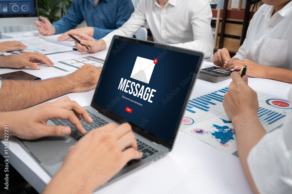 Aufkleber Email notification message showing on computer screen brisk. Digital marketing message information text from business to customer client