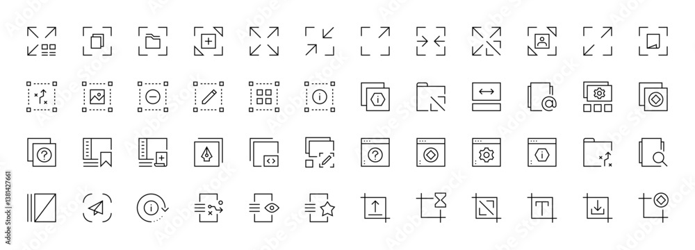 Poster interface, ui/ux basic outline icons collection. user interface, essential, interface components, fu