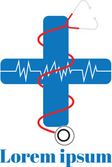 Aesthetic and Contemporary Medical Icon Featuring a Stethoscope in the Shape of a Heart for Healthcare Use