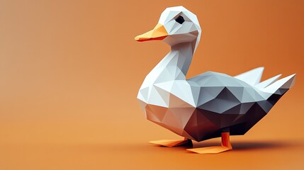 A low-poly 3D illustration of a diamond duck, 