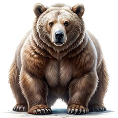 A highly detailed, ultra-realistic digital painting of a majestic bear standing on all fours, its thick fur meticulously rendered with individual strands visible