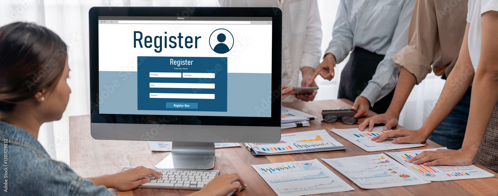 Poster Online registration form for brisk form filling on the internet website