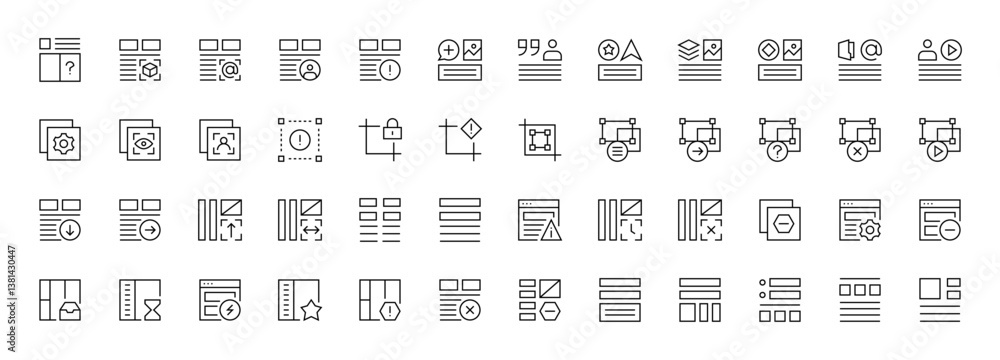 Aufkleber interface, ui/ux basic outline icons collection. user interface, essential, interface components, ca