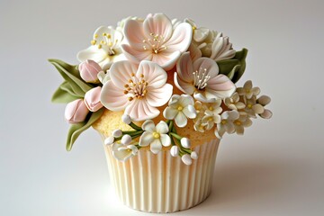 Elegant Spring Cupcake with Floral Buttercream Decoration