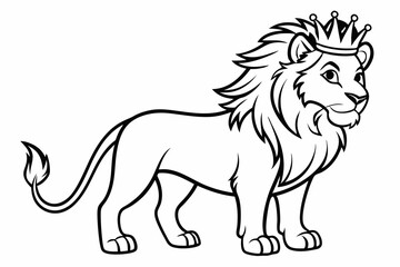 coloring page line art the king lion black vector