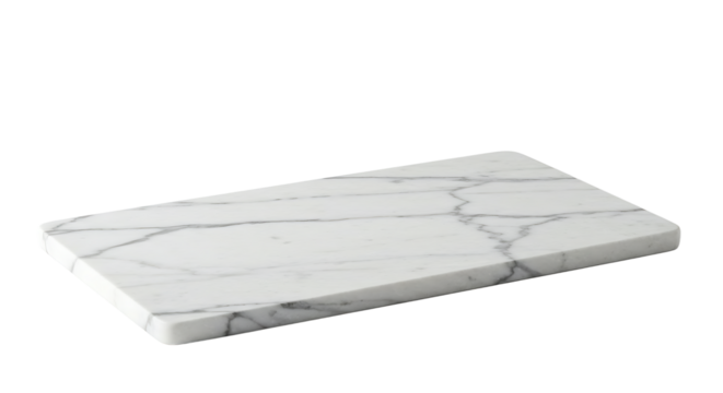 Displaying Rectangular Marble Board with Veins on White Background