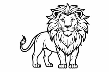coloring page line art the king lion black vector
