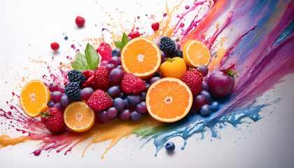 Citrus Fruits with Colorful Splash