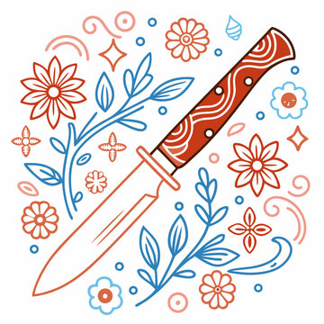 Colorful Outline Illustration of a Knife