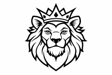 coloring page line art the king lion black vector