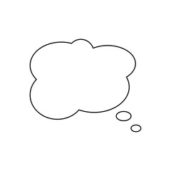 Thought bubble icon. Speech cloud symbol. Creative thinking shape. Black outline graphic.