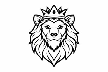 coloring page line art the king lion black vector