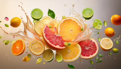 Fruit juice splash with pieces