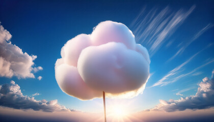 Surreal Cloud Tree in Blue Sky