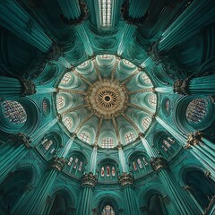 Obraz premium Stunning cathedral dome interior structure high resolution hd image