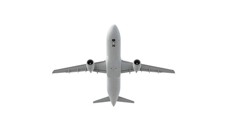 Airplane Flying Overhead Wide Angle Shot Against a White Background