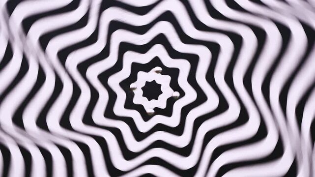 Black and white drawing of a spiral spinning, hypnosis